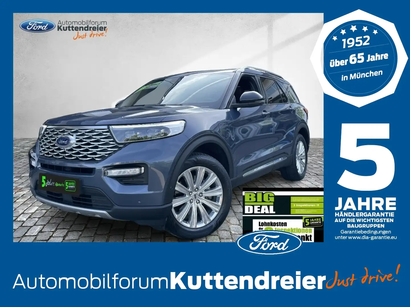 Ford Explorer Platinum 7-Sitze Navi Kamera Glasdach Blau - 1