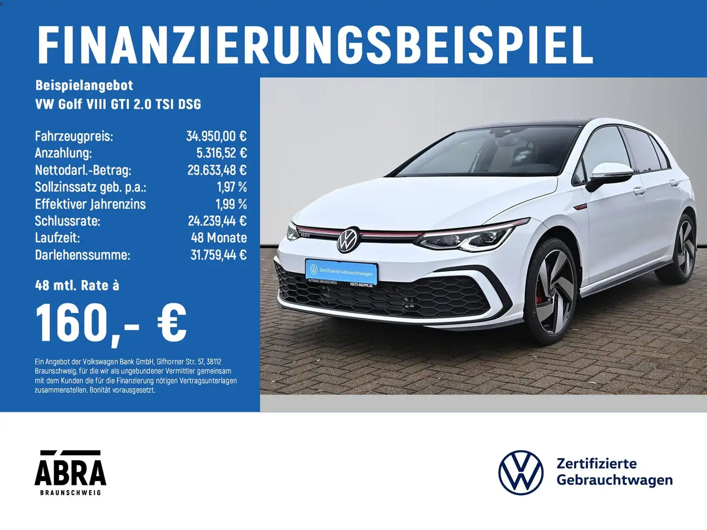 Volkswagen Golf VIII GTI 2.0 TSI DSG PAN+ACC+CAM+SHZG+LANE Weiß - 2