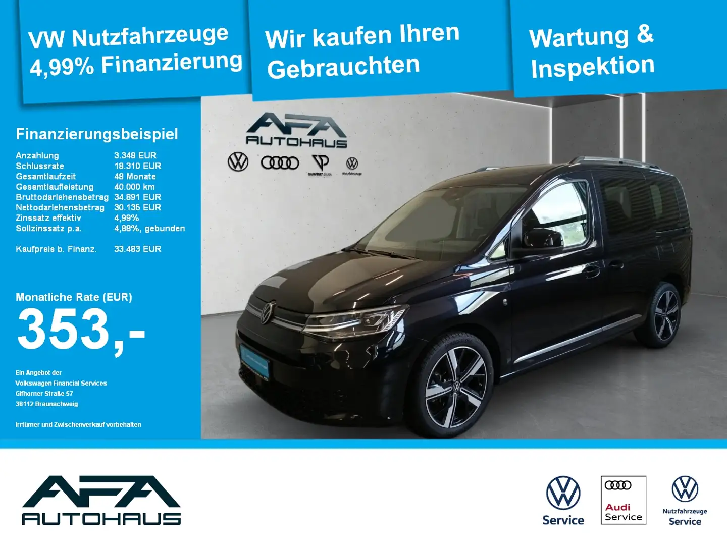 Volkswagen Caddy 2,0 TDI Style DSG LED*Navi*AHK*Sthz*ACC Schwarz - 1