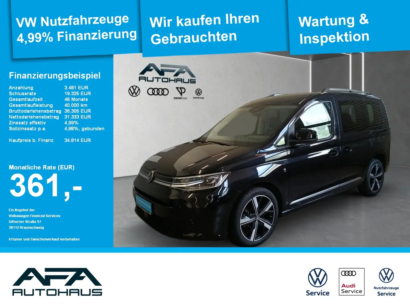Volkswagen Caddy 2,0 TDI Style DSG LED*Navi*AHK*Sthz*ACC Negro - 1
