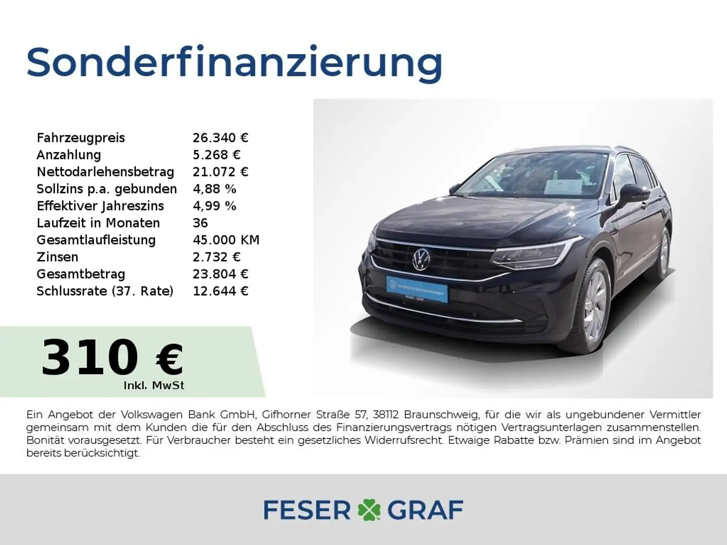 Volkswagen Tiguan 1.5 TSI Move ACC LED Navi RüKa Sitzh. Zwart - 1