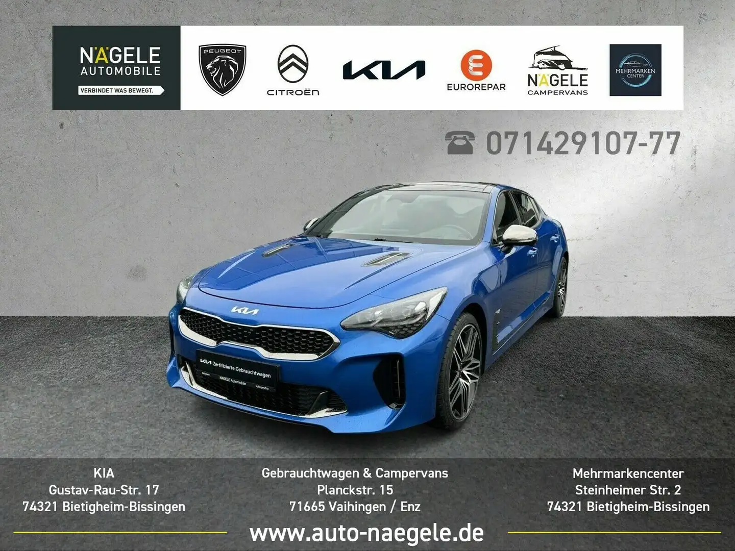 Kia Stinger GT 3.3 T-GDI V6 AWD|Headup+ACC+ALCANTARA Albastru - 1