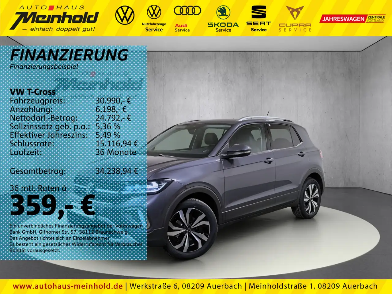 Volkswagen T-Cross 1.0 TSI DSG Style,Matrix, AHK, Navi, ACC — photo 1 of 15