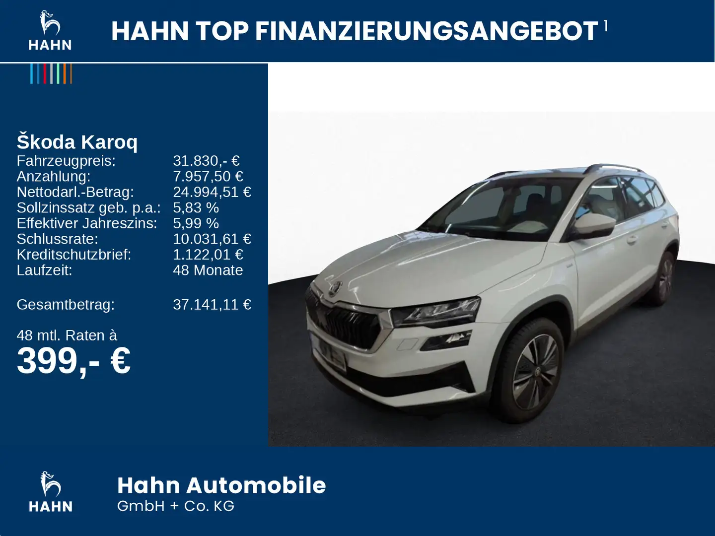 Skoda Karoq 1.5TSI DSG Tour LED Navi ACC Keyless PDCvh Weiß - 2