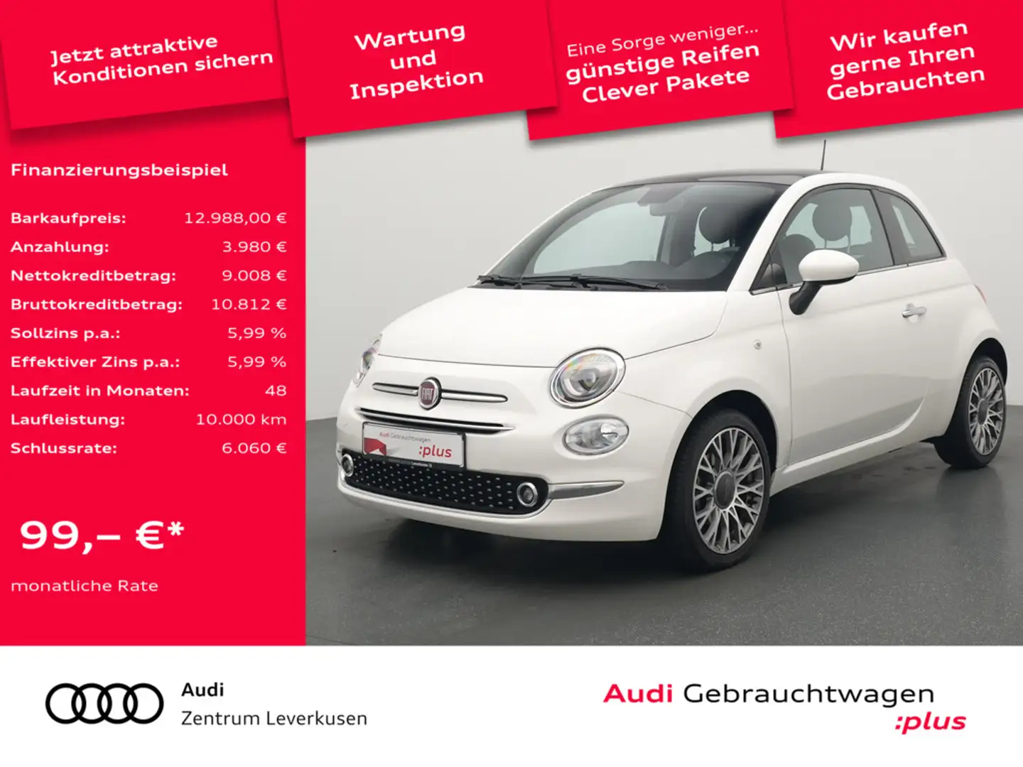 Fiat 500 1.0 Star PANO NAVI PDC KLIMA Weiß - 1