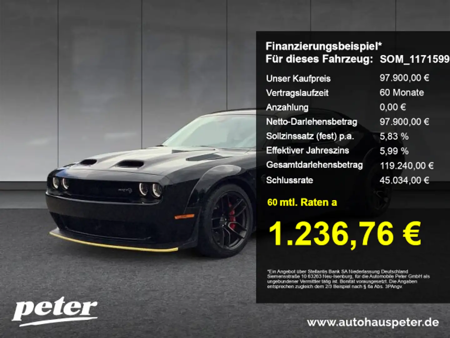 Dodge Challenger Challenger Hellcat Widebody 6.2L Hemi Zwart - 1