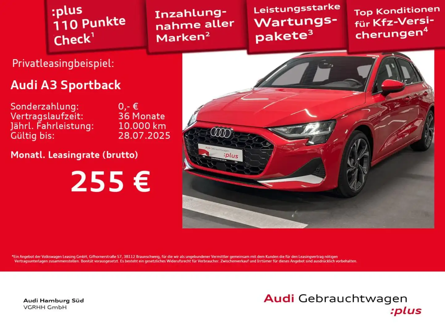 Audi A3 Sportback 30 TFSI advanced S tronic S LINE Rot - 1