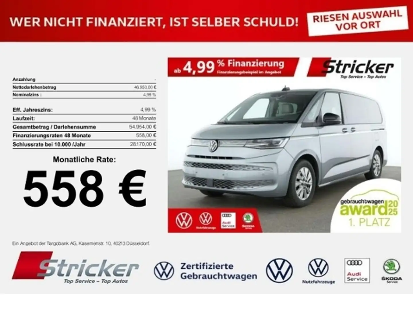 Volkswagen T7 Multivan Style lang 2.0TDI DSG 546,-ohne Anzahlung VIs-a-V Silber - 1