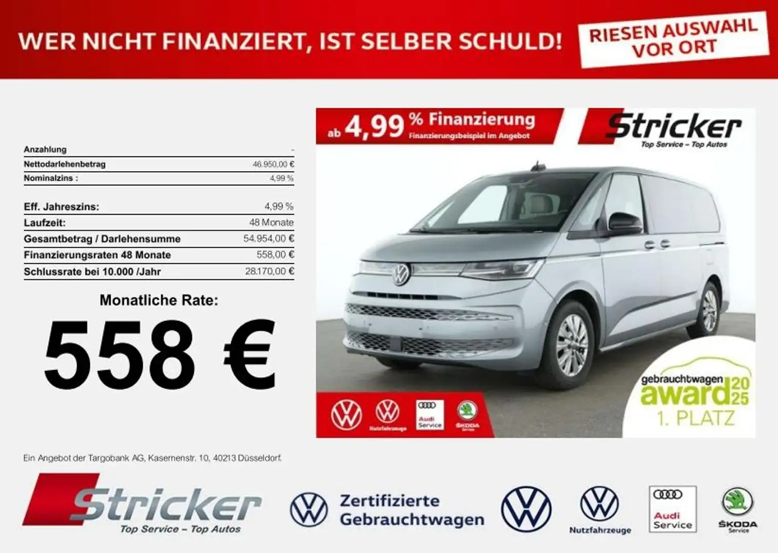 Volkswagen T7 Multivan Style lang 2.0TDI DSG 558,-ohne Anzahlung VIs-a-V Silber - 1