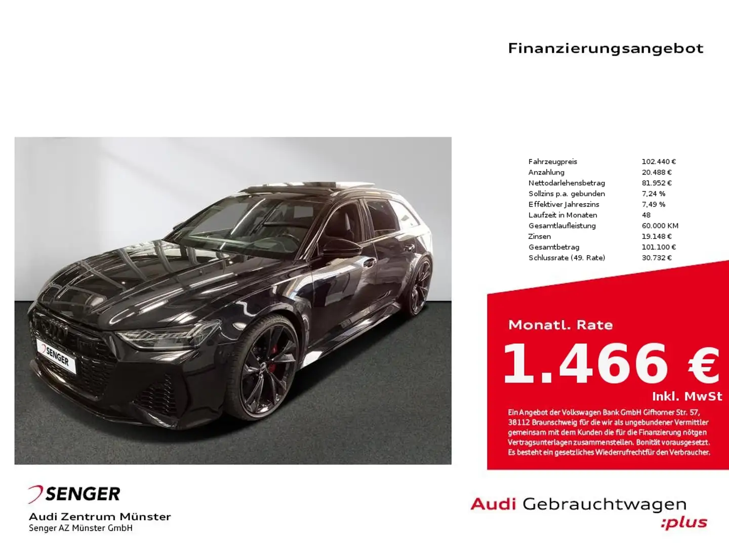 Audi RS6 Avant 4.0 TFSI quattro AHK SH Matrix Pano Schwarz - 1