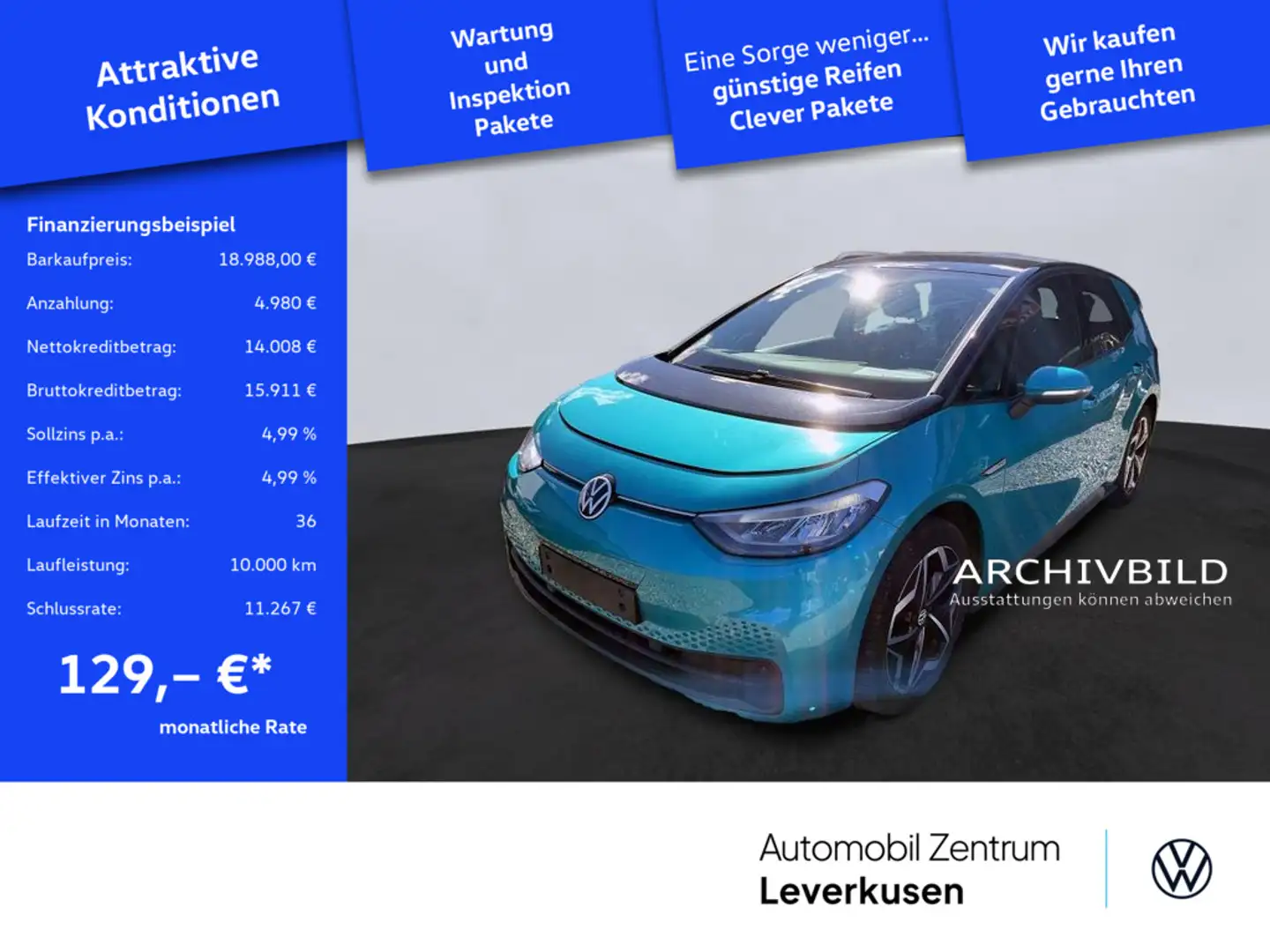 Volkswagen ID.3 Pro NAVI VIRT LED CARPLAY PDC Grün - 1