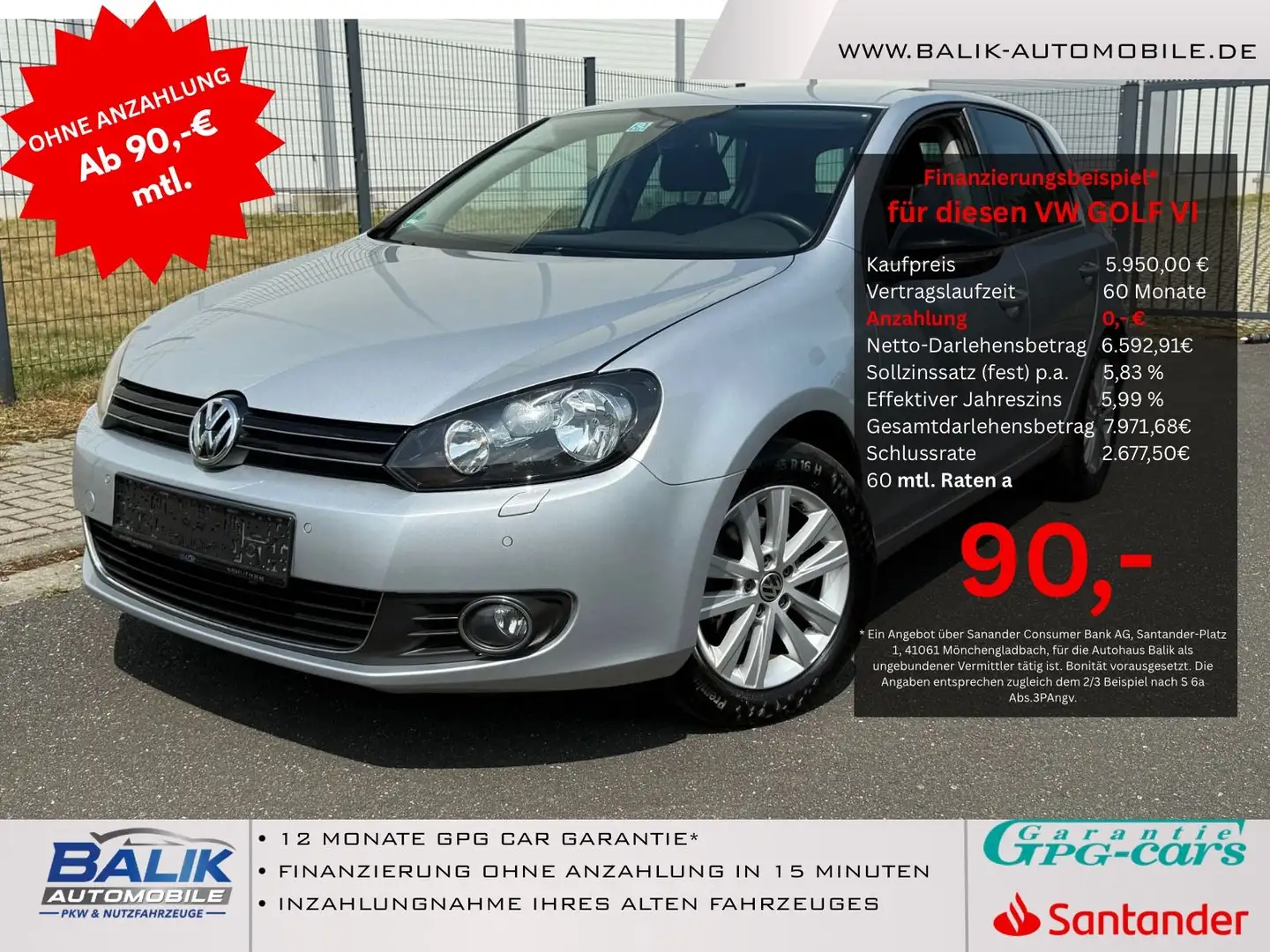Volkswagen Golf VI Style BlueMotion/BMT*2.HAND*NAVI*PDC*EU5 Silber - 1