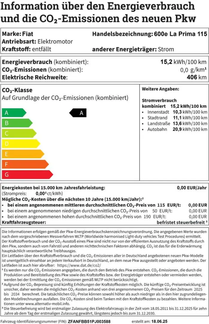 Fiat 600e La Prima 115kW Navi|Kamera|LED Grau - 2