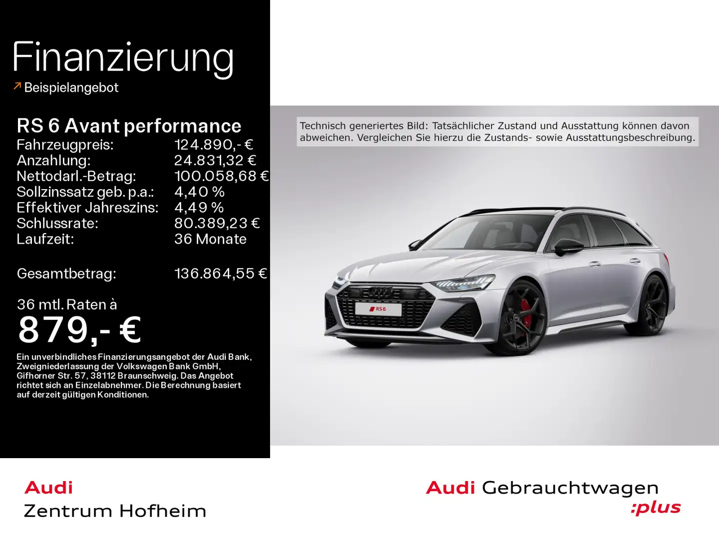 Audi RS6 *280 km/h*B&O*HUD*Pano*Sta Silber - 1