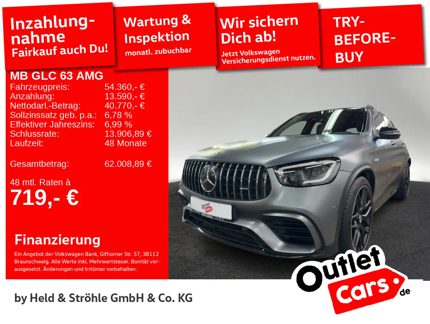 Mercedes-Benz GLC 63 AMG 4Matic PANO AHK LEDER UPE=121.915€ Gris - 1