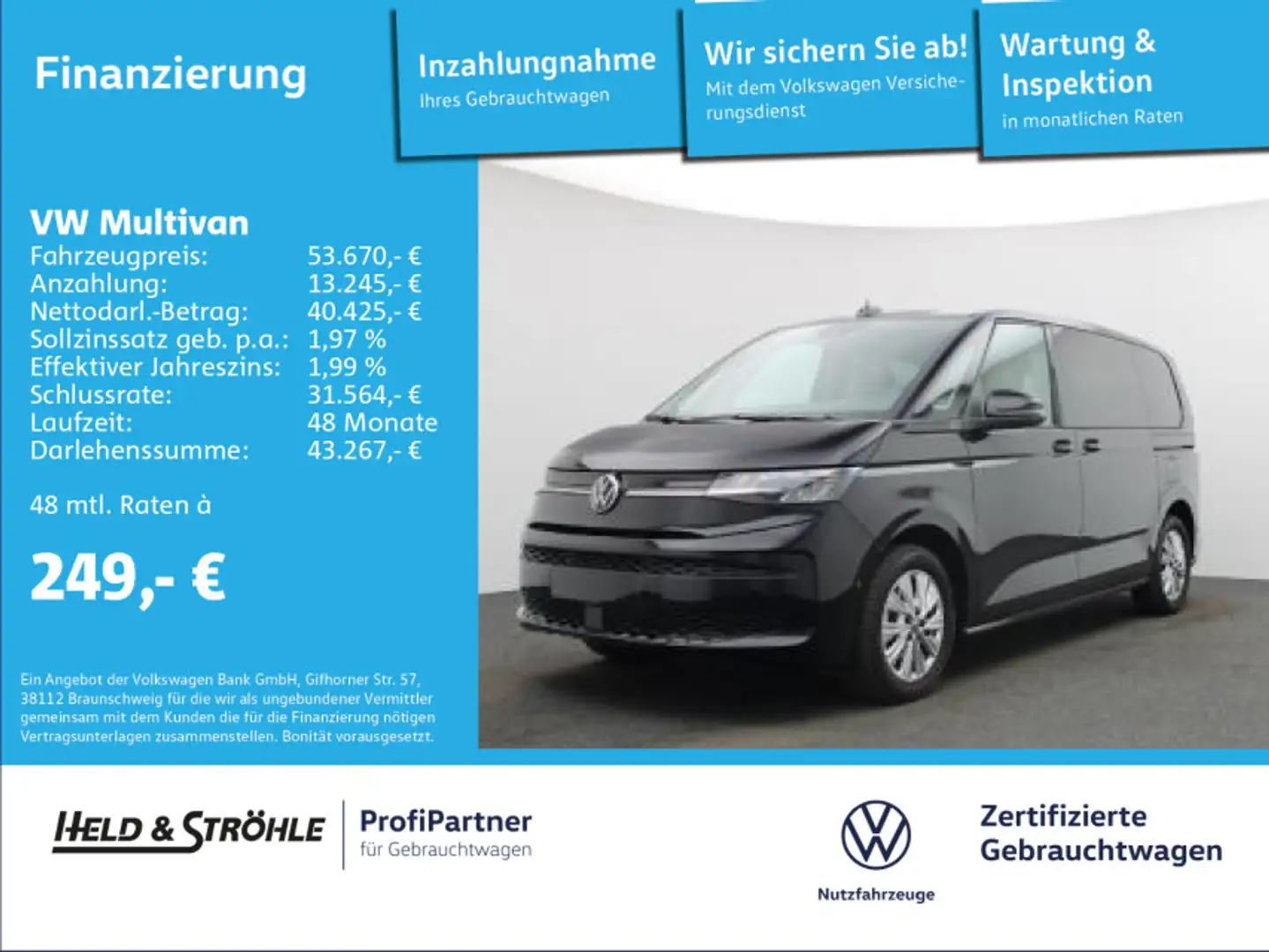 Volkswagen T7 Multivan T7 Multivan Life 2.0 TDI DSG AHK 7S NAV LED KAM Schwarz - 1