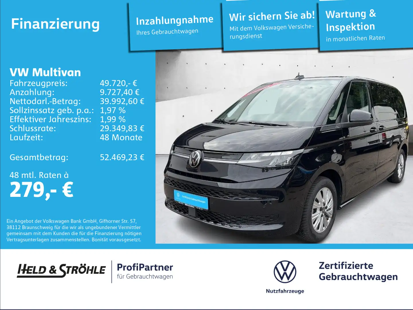 Volkswagen T7 Multivan T7 Multivan Life 2.0 TDI DSG AHK 7S NAV LED KAM Negro - 1