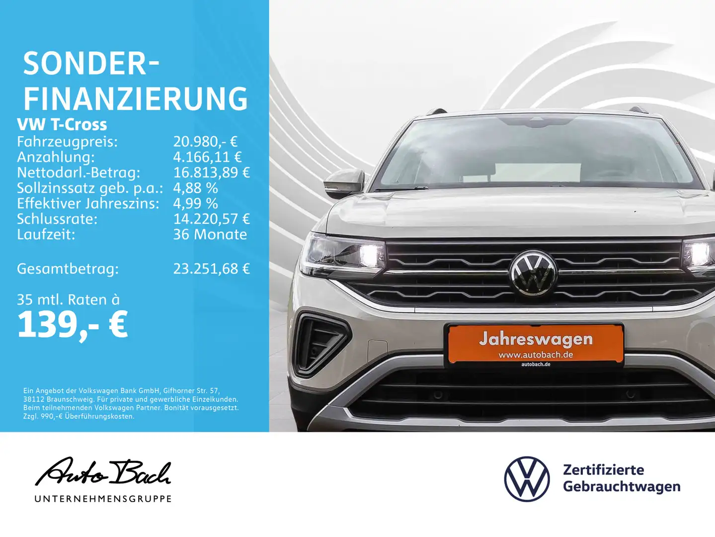 Volkswagen T-Cross 1.0 TSI "Life" LED Digital Cockpit ACC E Grau - 2