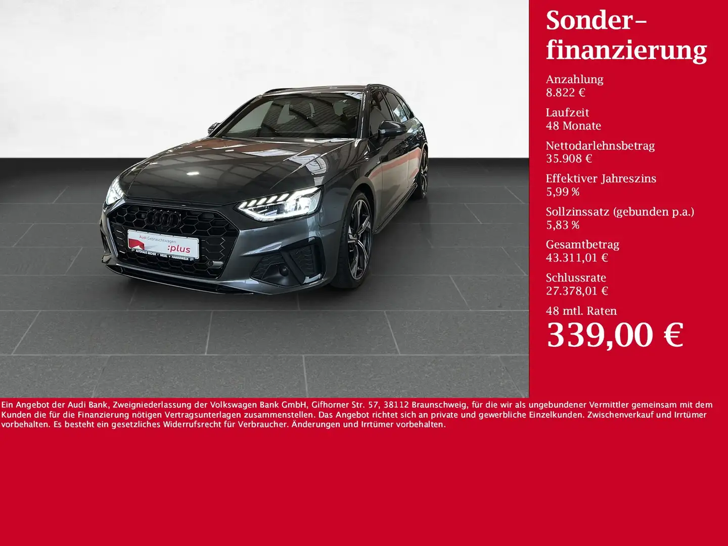 Audi A4 Avant S line 40 TDI S tronic /AHK/Navi/LED Gris - 1