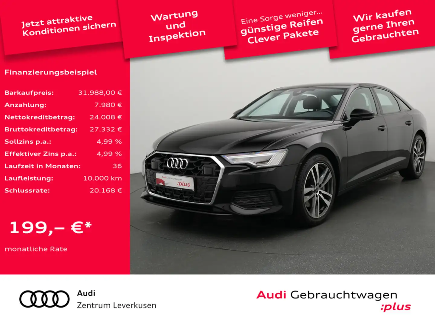 Audi A6 NAVI VIRT CARPLAY LED SHZ PDC Schwarz - 1