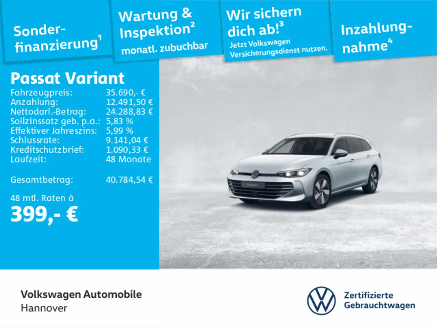 Volkswagen Passat Variant 2.0 TDI DSG Elegance Navi AHK IQ. Silber - 1
