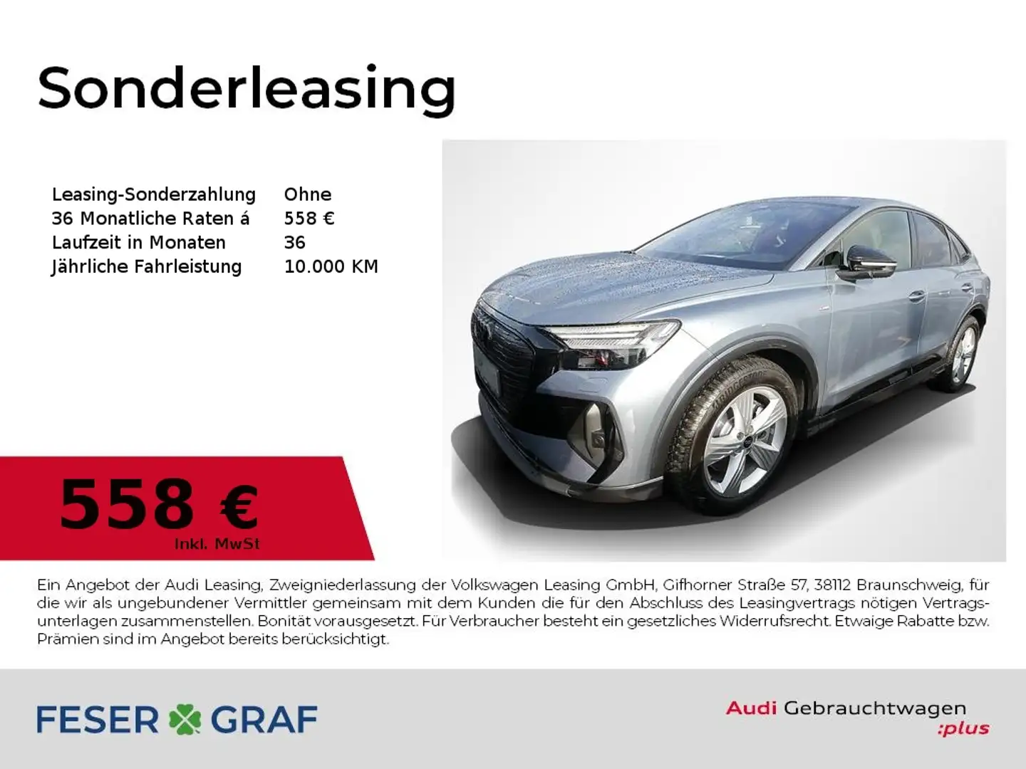 Audi Q4 e-tron Spb. 55 qu. S line Matrix Pano Sonos RüKa AHK Blau - 1