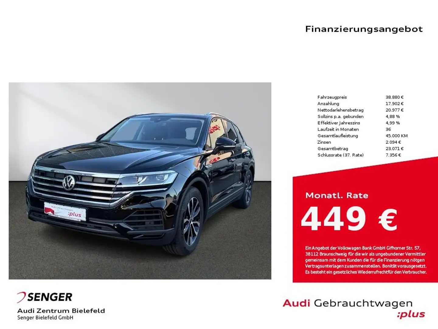 Volkswagen Touareg 3.0 TDI DSG V6 4Motion CarPlay LED AHK Noir - 1