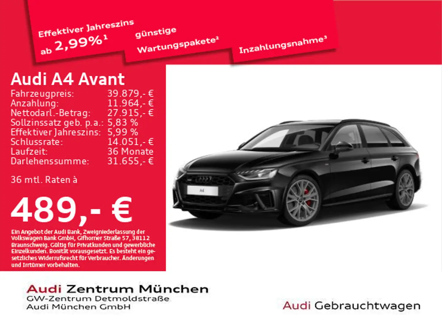 Audi A4 50 TDI qu. tiptr. S line competition Vi Schwarz - 1