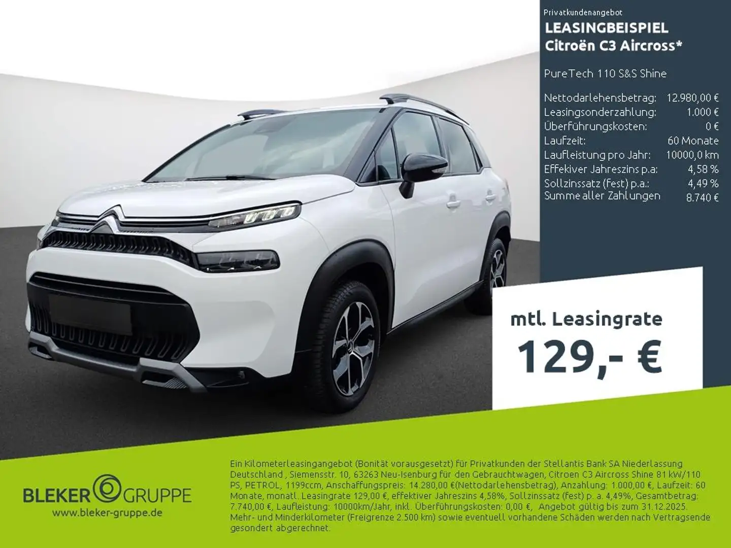Citroen C3 Aircross PureTech 110 S&S Shine Blanc - 1