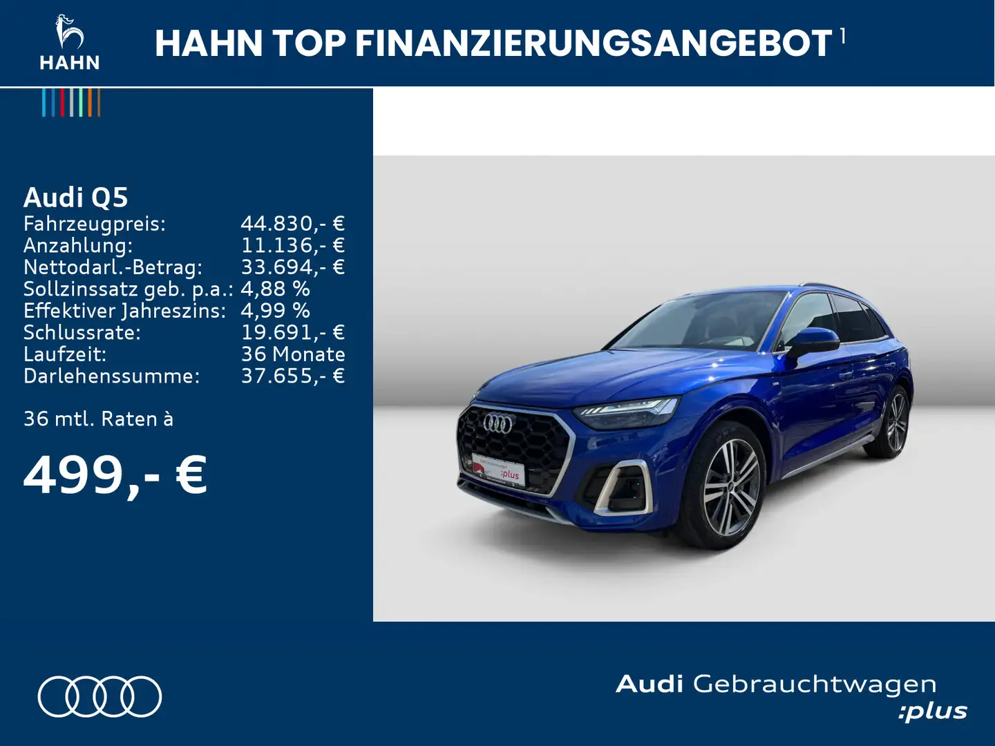 Audi Q5 55TFSIe qua S-Line S-Trc HUD B&O CAM Matrix Blau - 2
