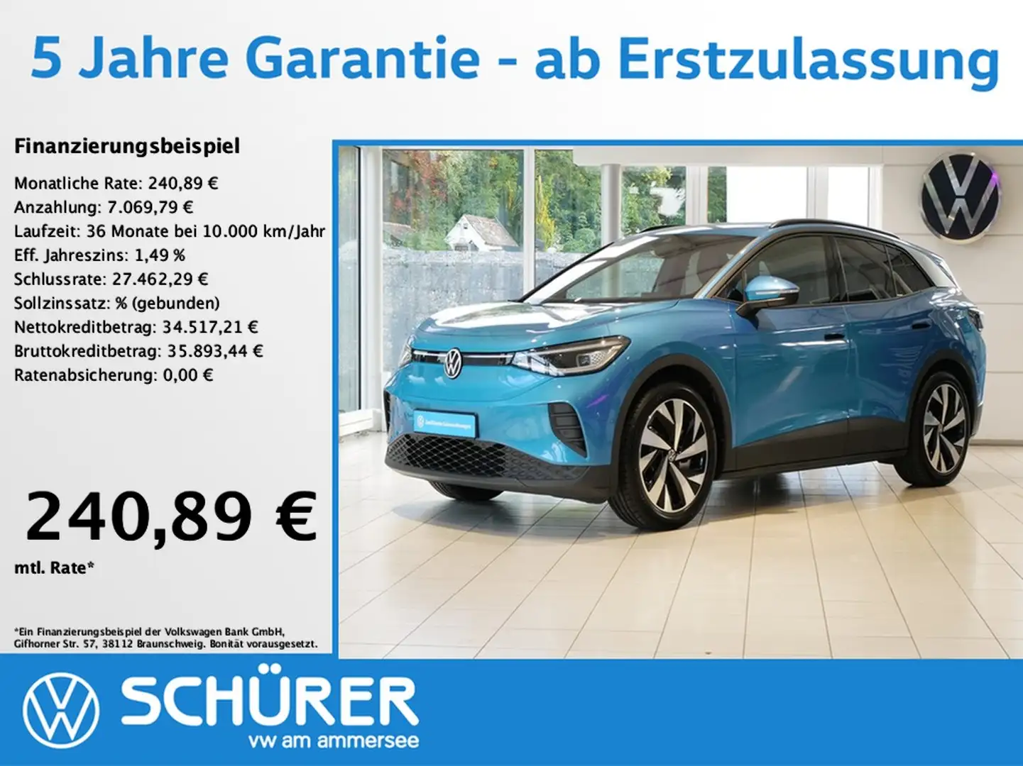 Volkswagen ID.4 Pro Wärmepumpe AHK NAVI HKardon Matrix Keyless Bleu - 1