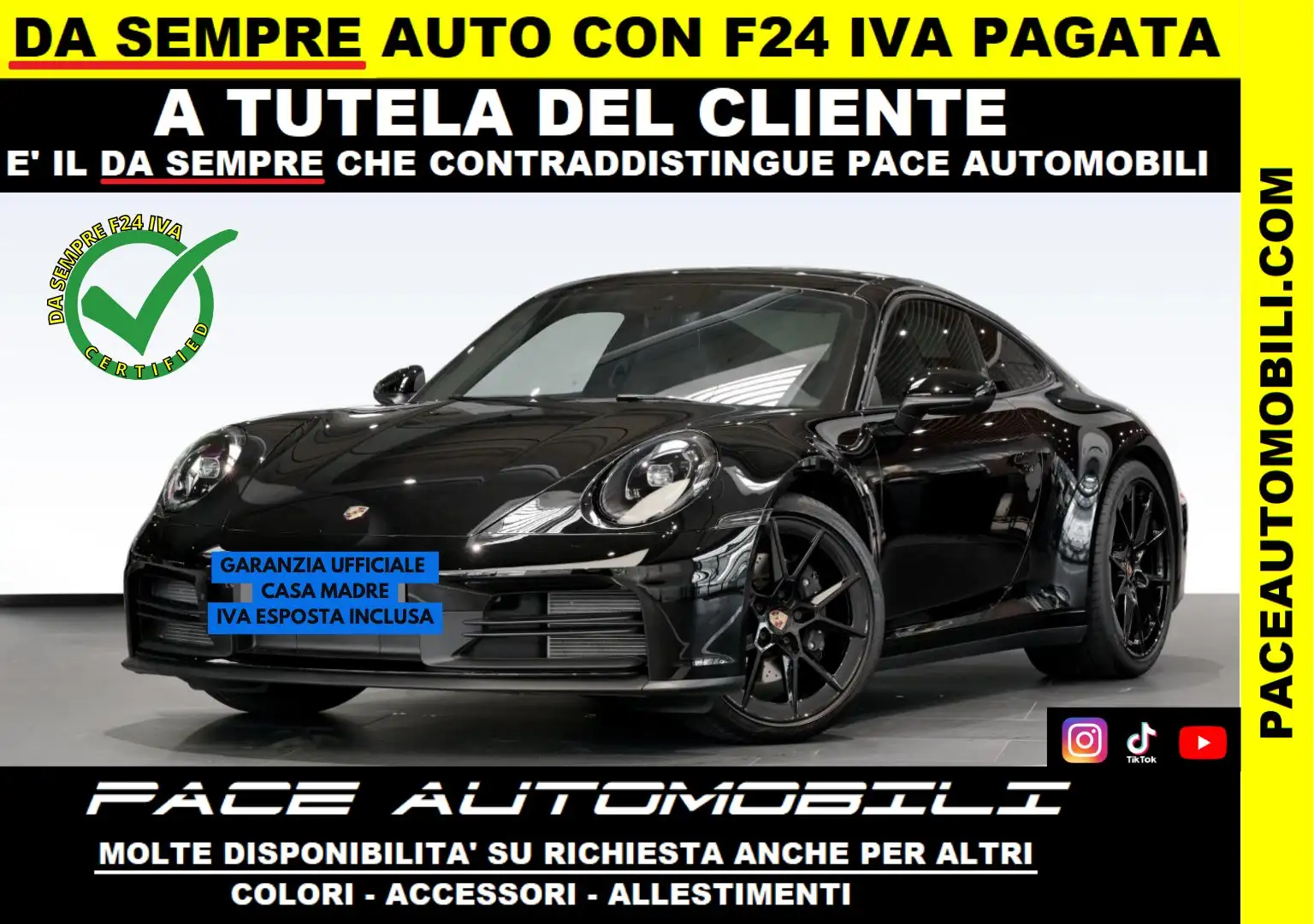 Porsche 992 911 992.2 TETTO BLACK PACK PDC ACC NAVI KAMERA Nero - 1