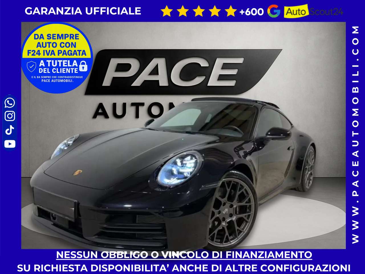 Porsche 992 911 992.2 TETTO BLACK PACK PDC ACC SPYDER KAMERA