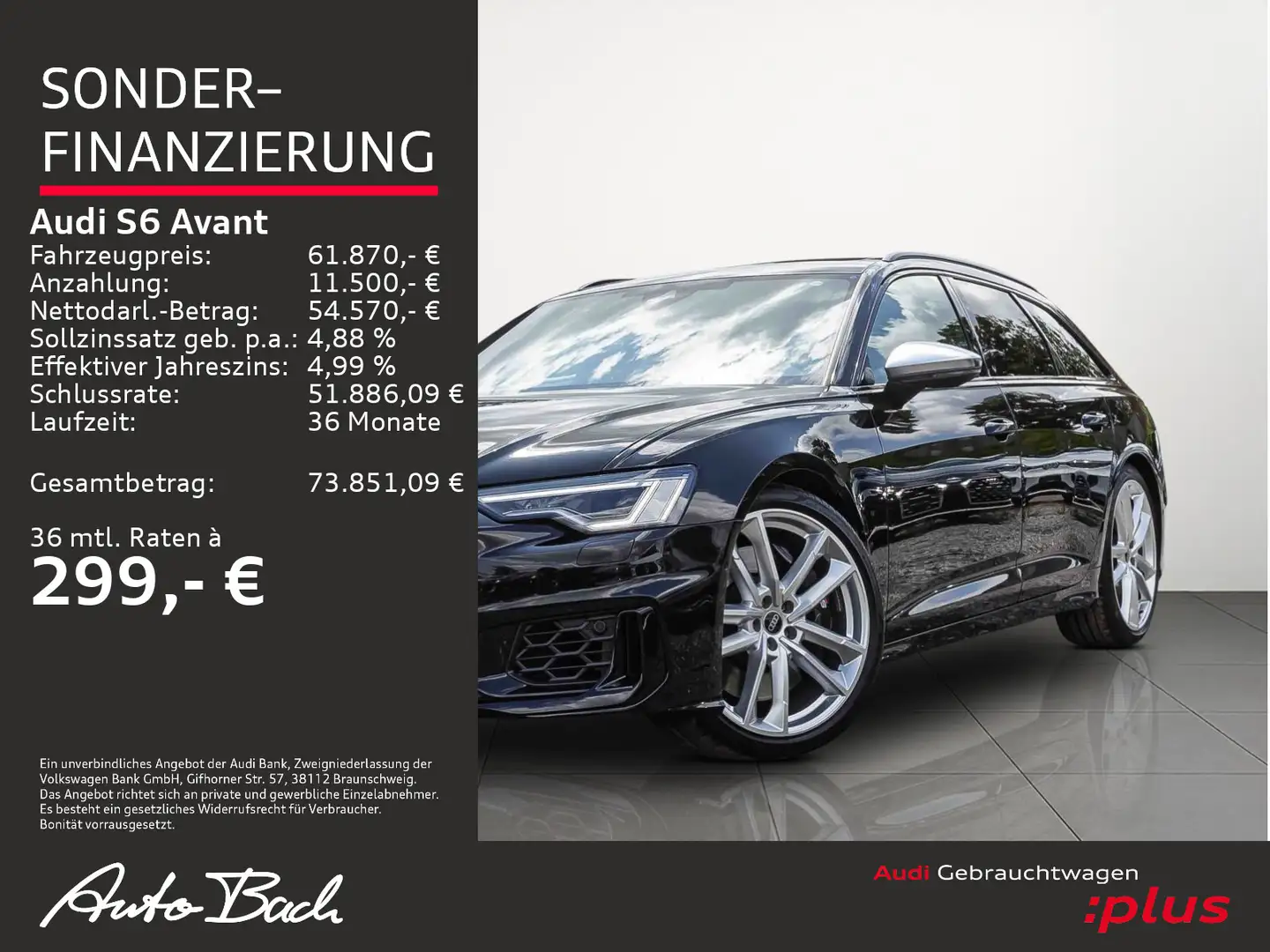 Audi S6 3.0TDI qu Navi LED AHK ACC Panorama vir Schwarz - 2