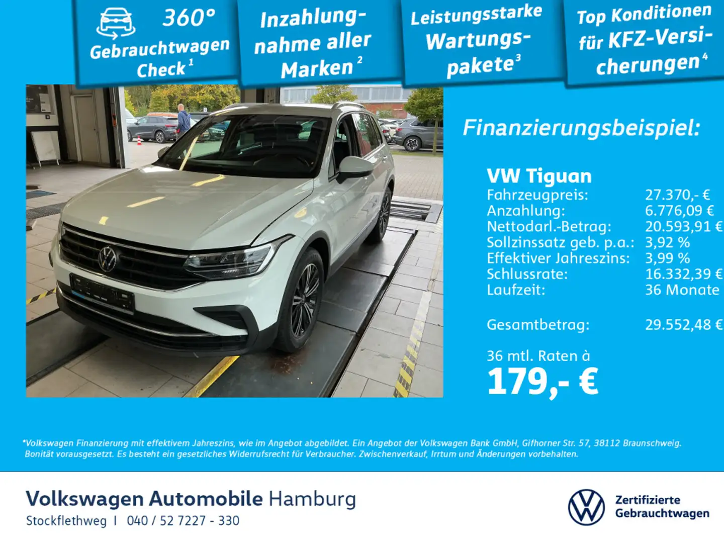Volkswagen Tiguan 1.5 TSI Active DSG Nav Kamera CarPlay LED Weiß - 1