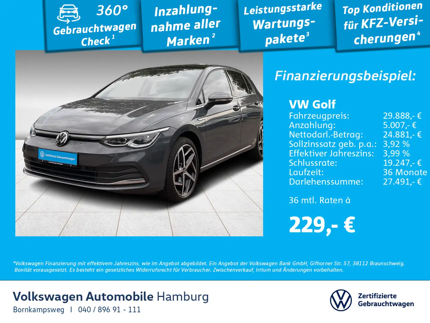 Volkswagen Golf VIII 2.0 TDI Style DSG ACC Panorama LED Grau - 1