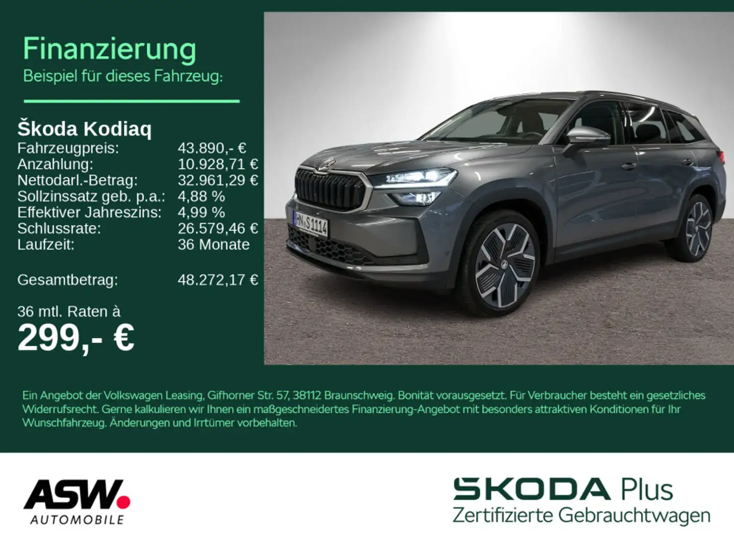 Skoda Kodiaq Selection 2.0 TDI 4x4 DSG Pano Stdhzg AHK Gris - 1