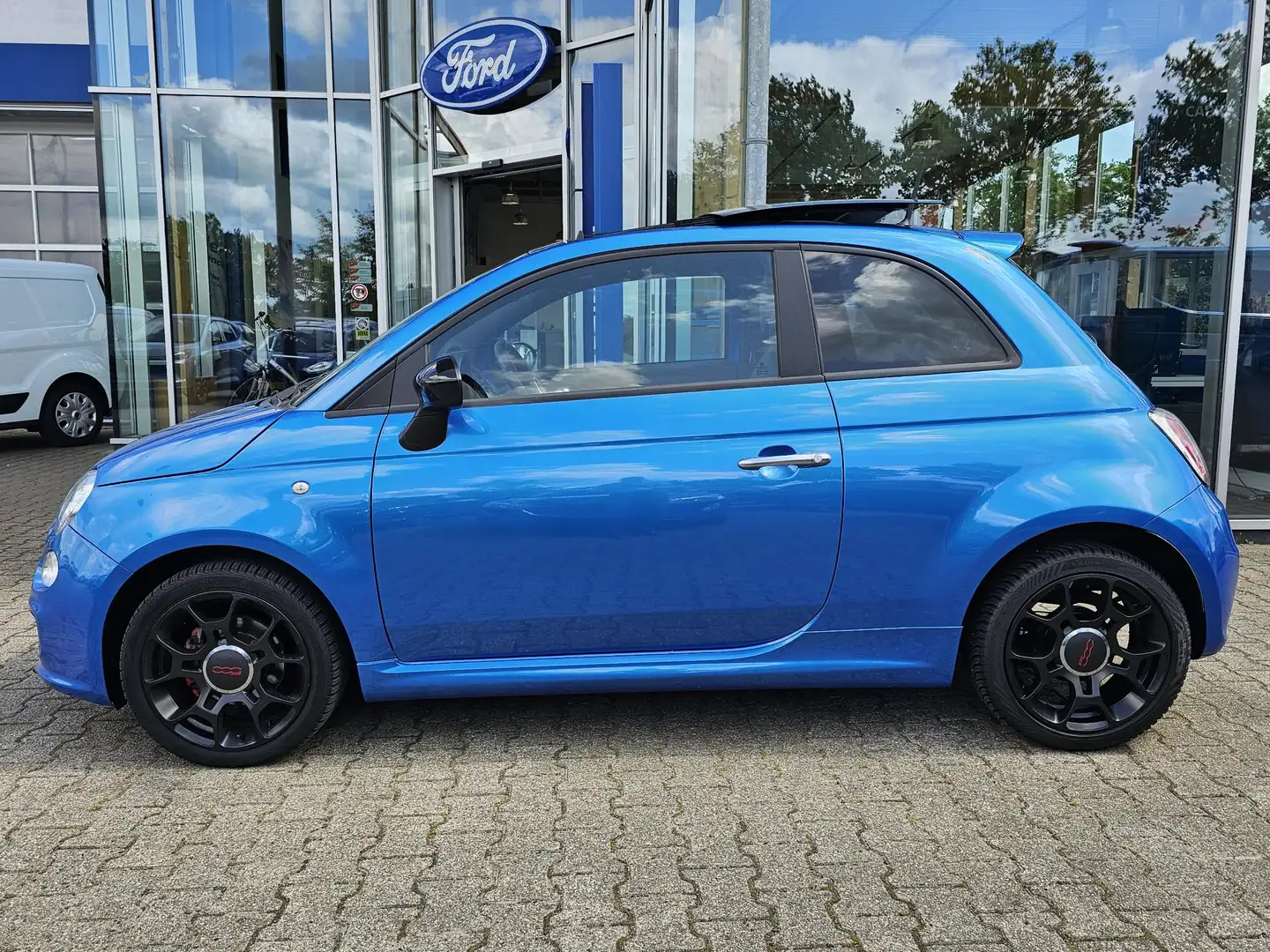 Fiat 500 0.9 TwinAir Turbo 500S | Schuif-kanteldak | Airco Blauw - 2
