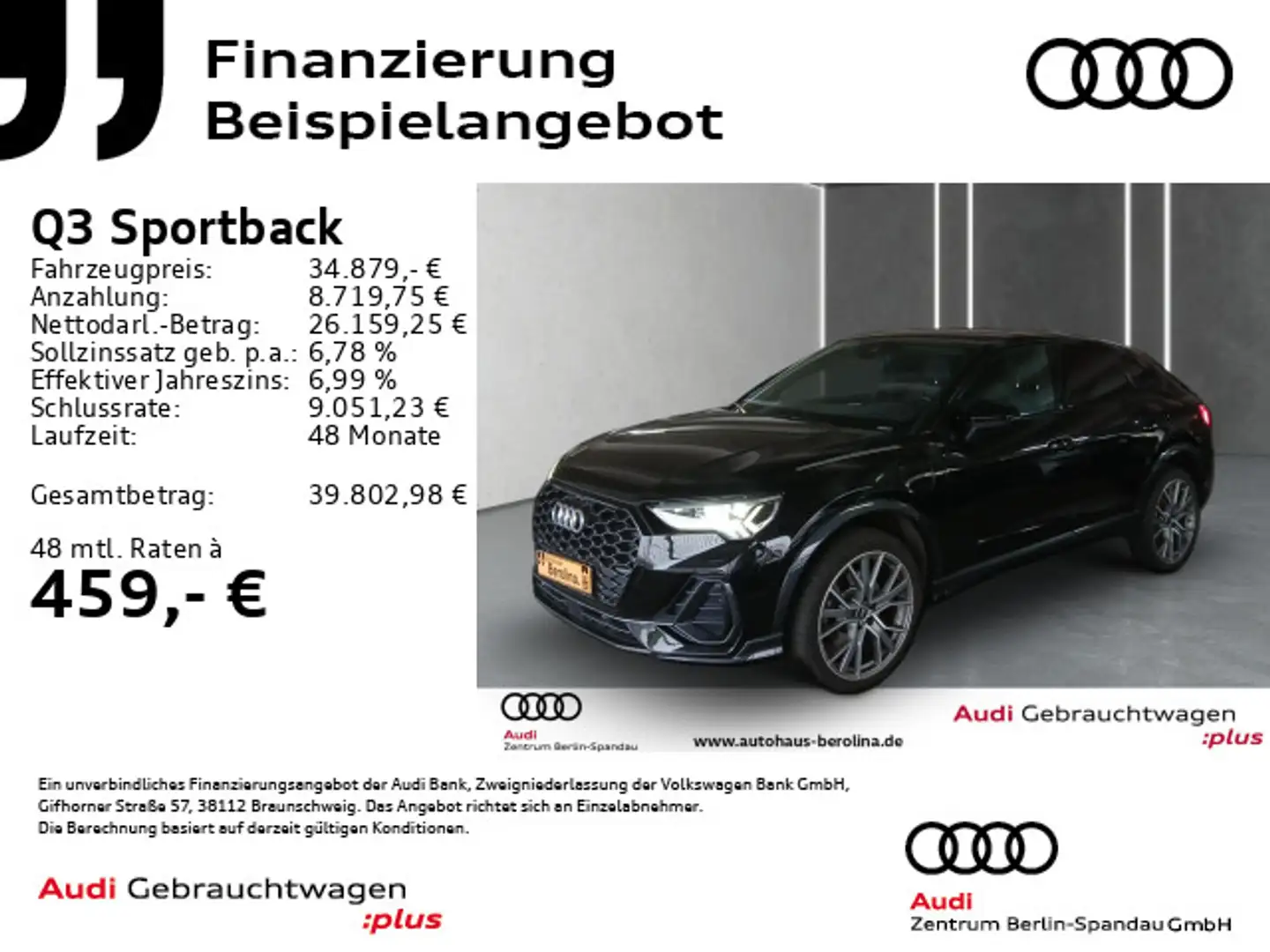 Audi Q3 45 TFSI e S line int. S tronic Noir - 1