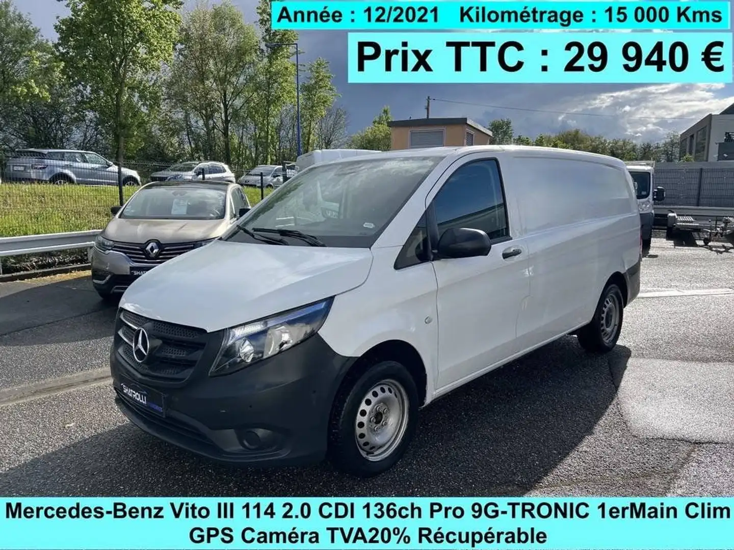 Mercedes-Benz Vito III 114 CDI 136ch 9G-TRONIC 1erMain 15,000Kms Clim Blanc - 1
