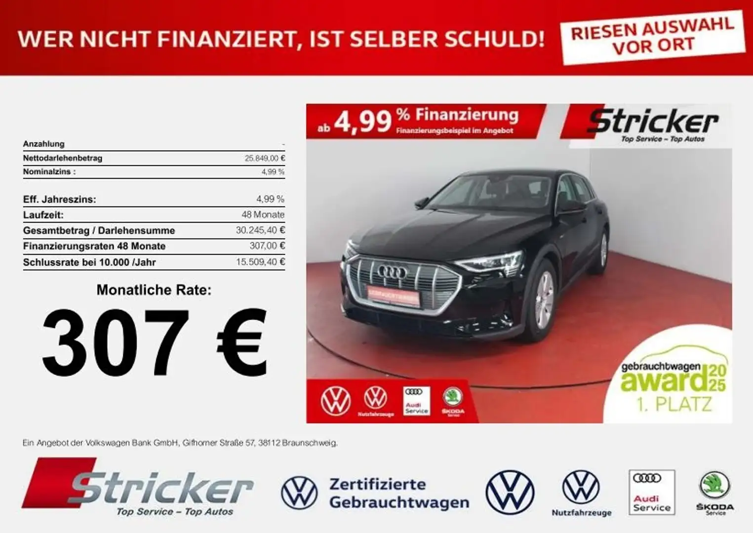 Audi e-tron 50 quattro 307,-ohne Anzahlung Kamera Sitzheizung Nero - 1