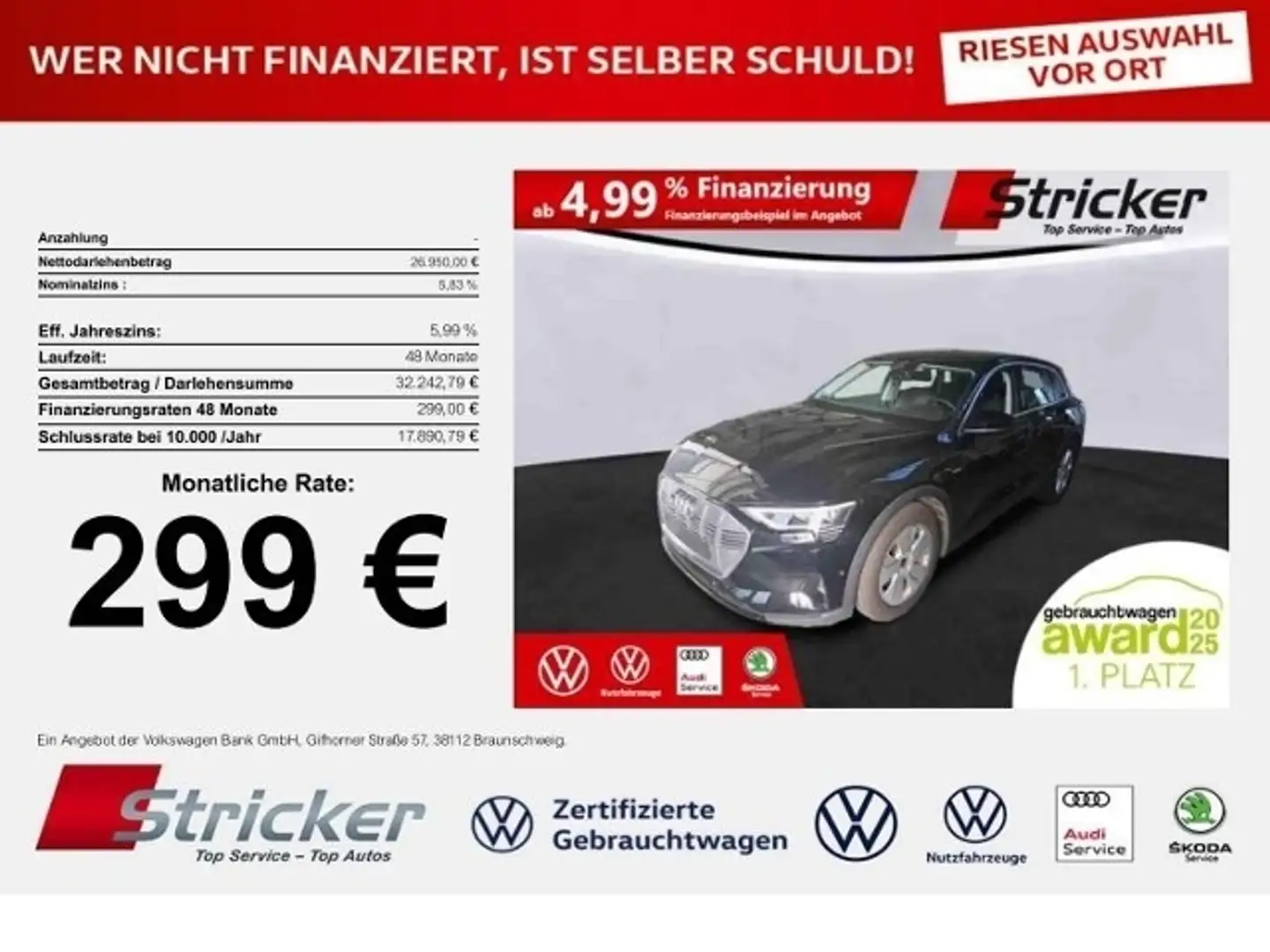 Audi e-tron 50 quattro basis 299,-ohne Anzahlung Kamera Sitzh Schwarz - 1