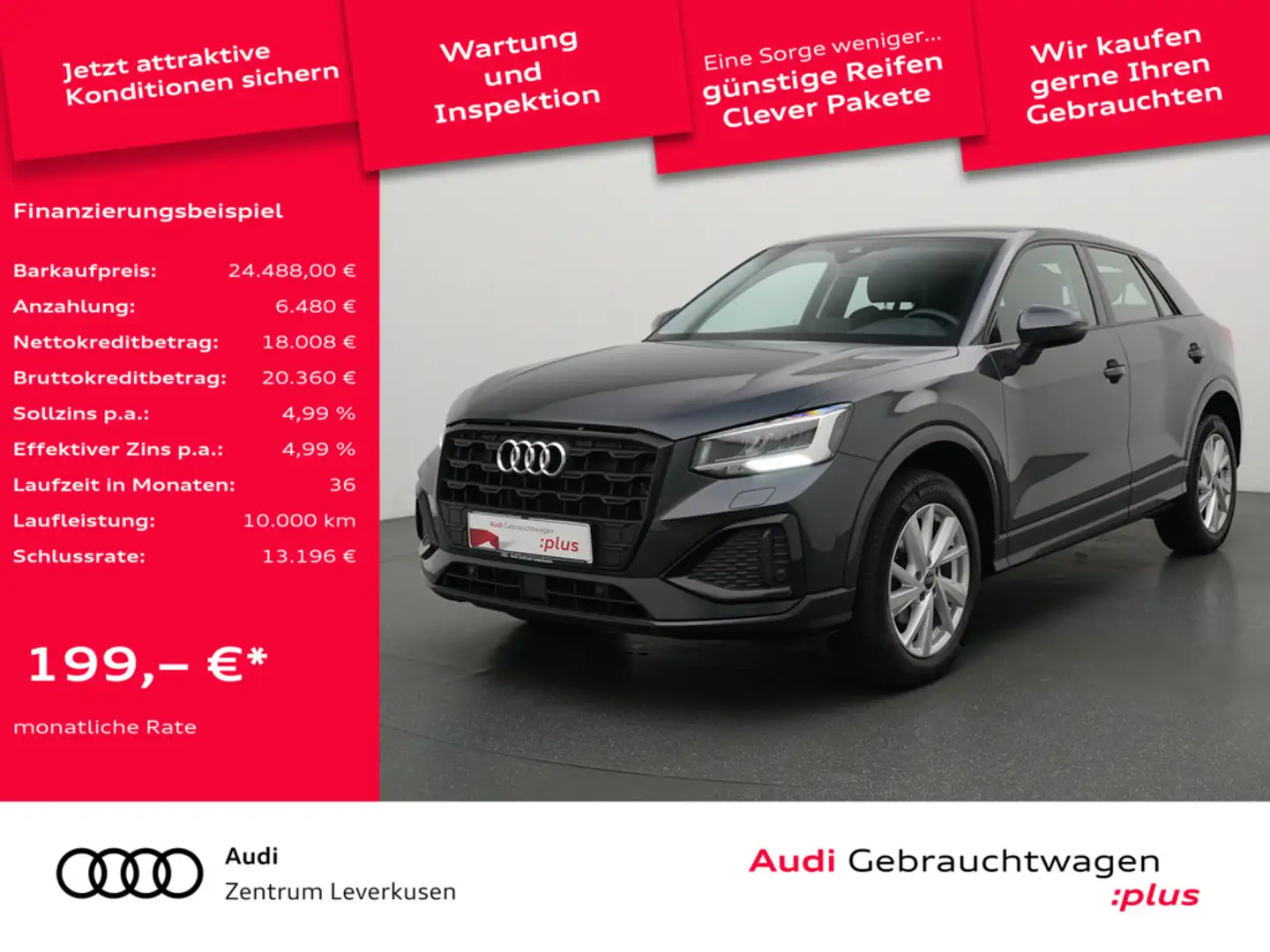 Audi Q2 advanced NAVI KAM ACC FACEL KLIMA SHZ LED Grau - 1