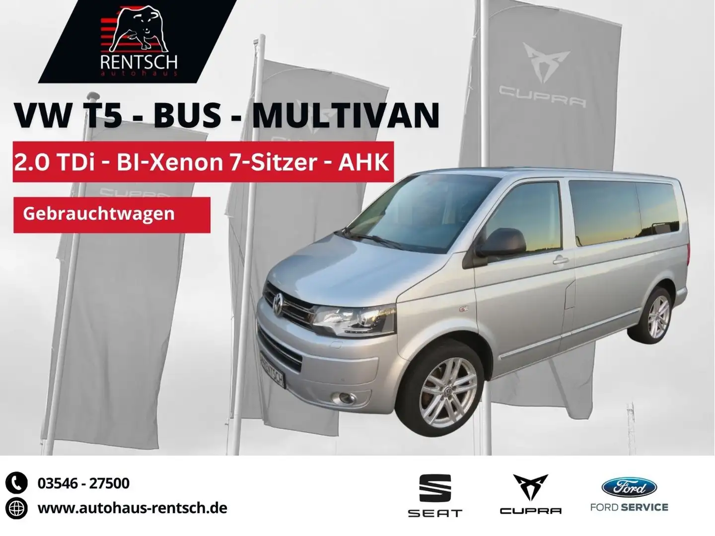 Volkswagen T5 Transporter T5 Bus Multivan 2.0TDi *BI-Xen.*7-Sitze*AHK*WKR* Argent - 1