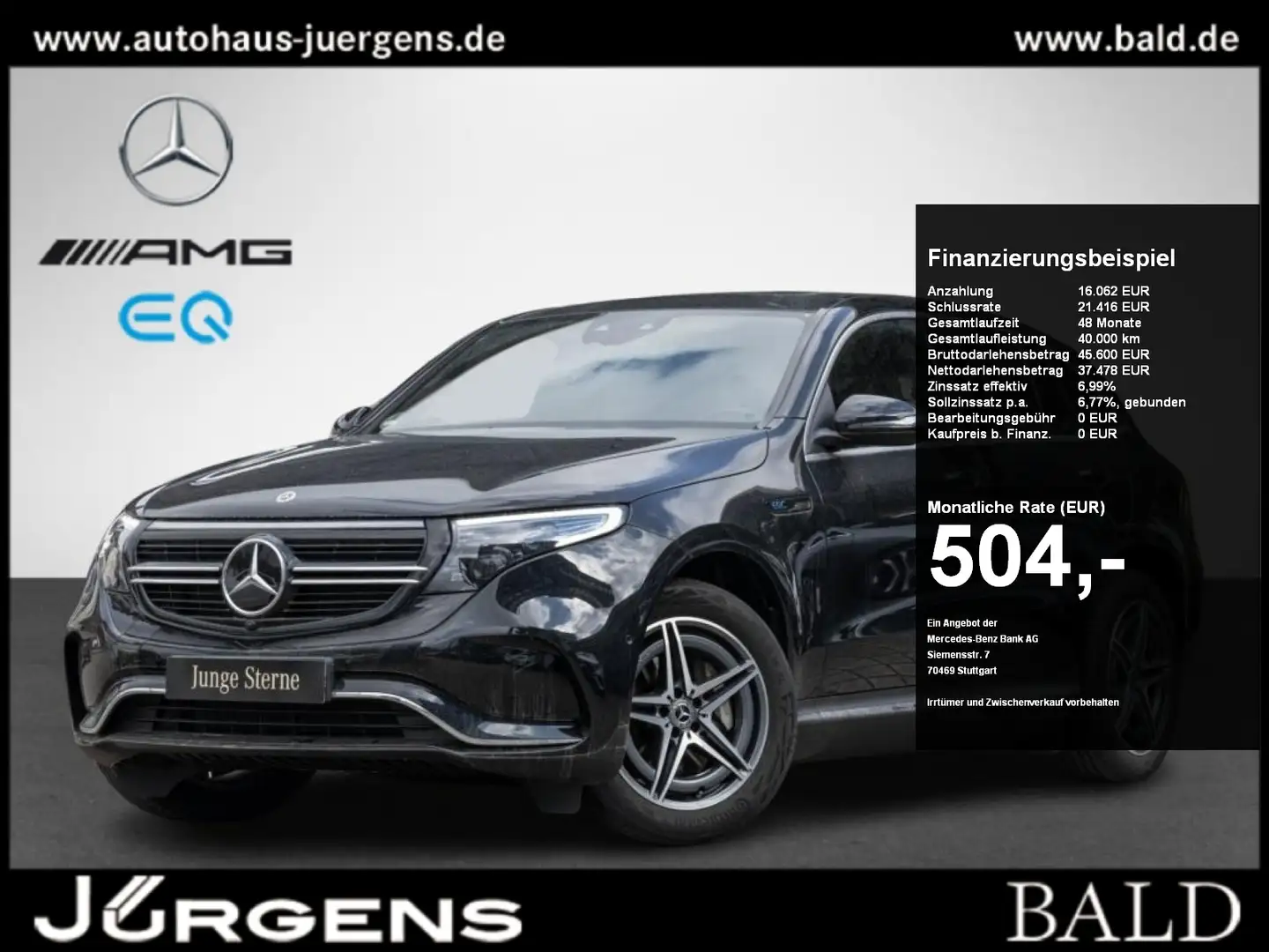 Mercedes-Benz EQC 400 4M AMG/Wide/ILS/SHD/AHK/Easy/Cam/Amb/19" Schwarz - 1