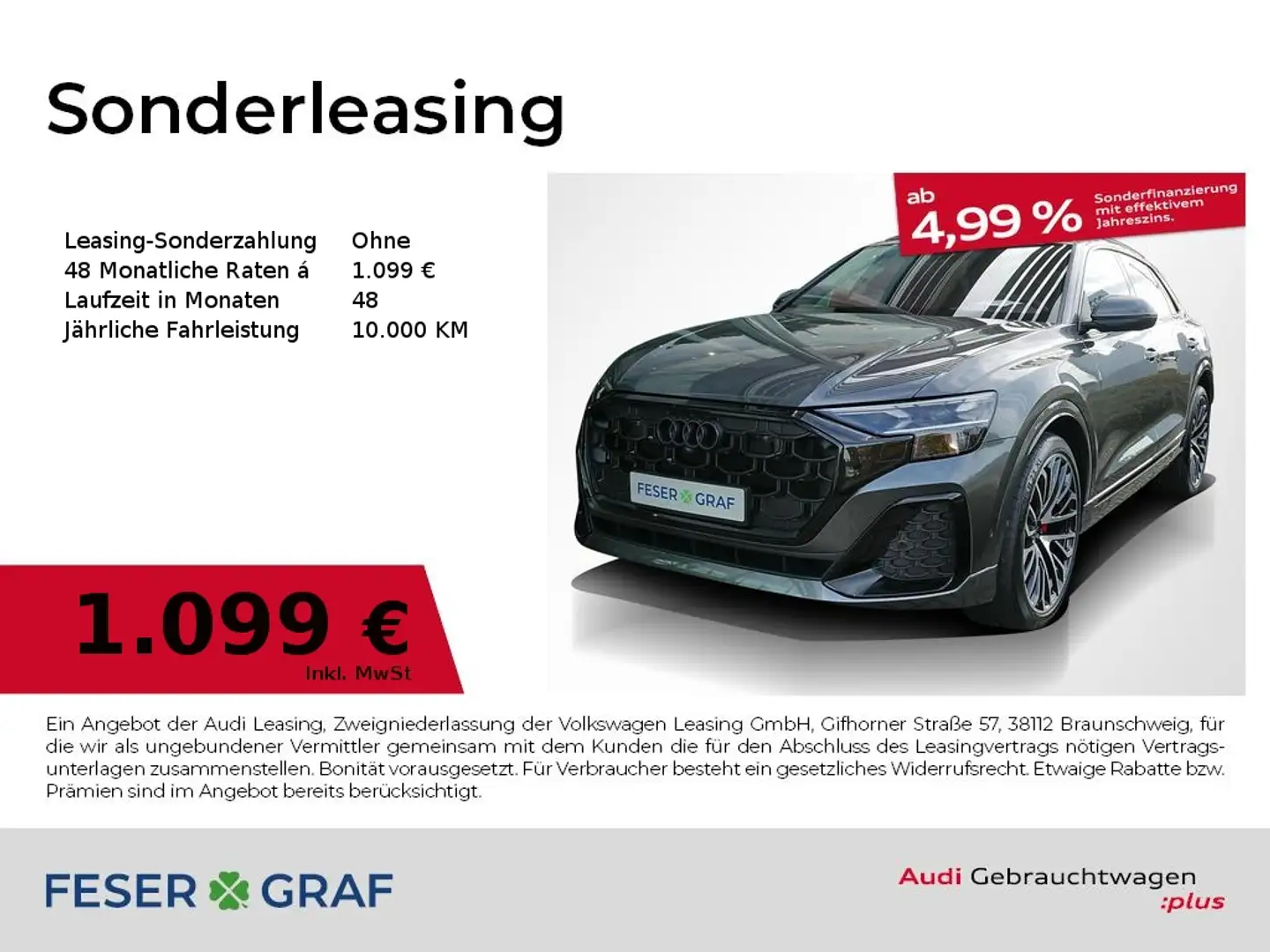 Audi Q8 SUV 50 TDI Matrix Pano Sthzg Leder Grau - 1