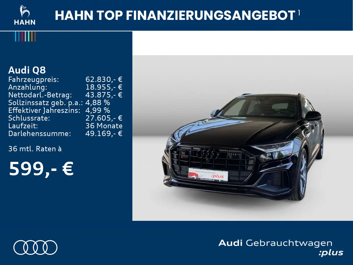 Audi Q8 55TFSIe qua S-line S tronic HUD 360° B&O Schwarz - 2