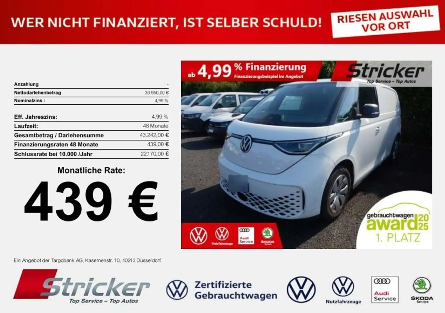 Volkswagen ID.Buzz Cargo kurzer Radstand 150/77 439,-ohne An Blanc - 1