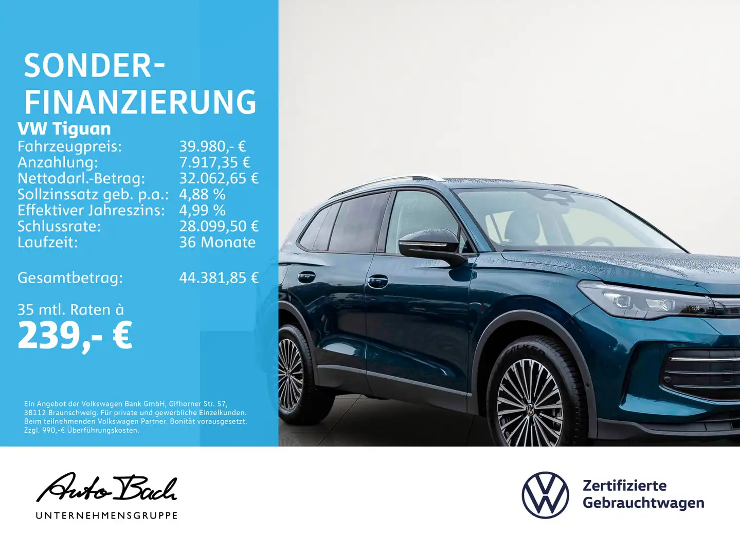 Volkswagen Tiguan 2.0 TDI GOAL DSG Navi LED ACC EPH AHK Bleu - 2