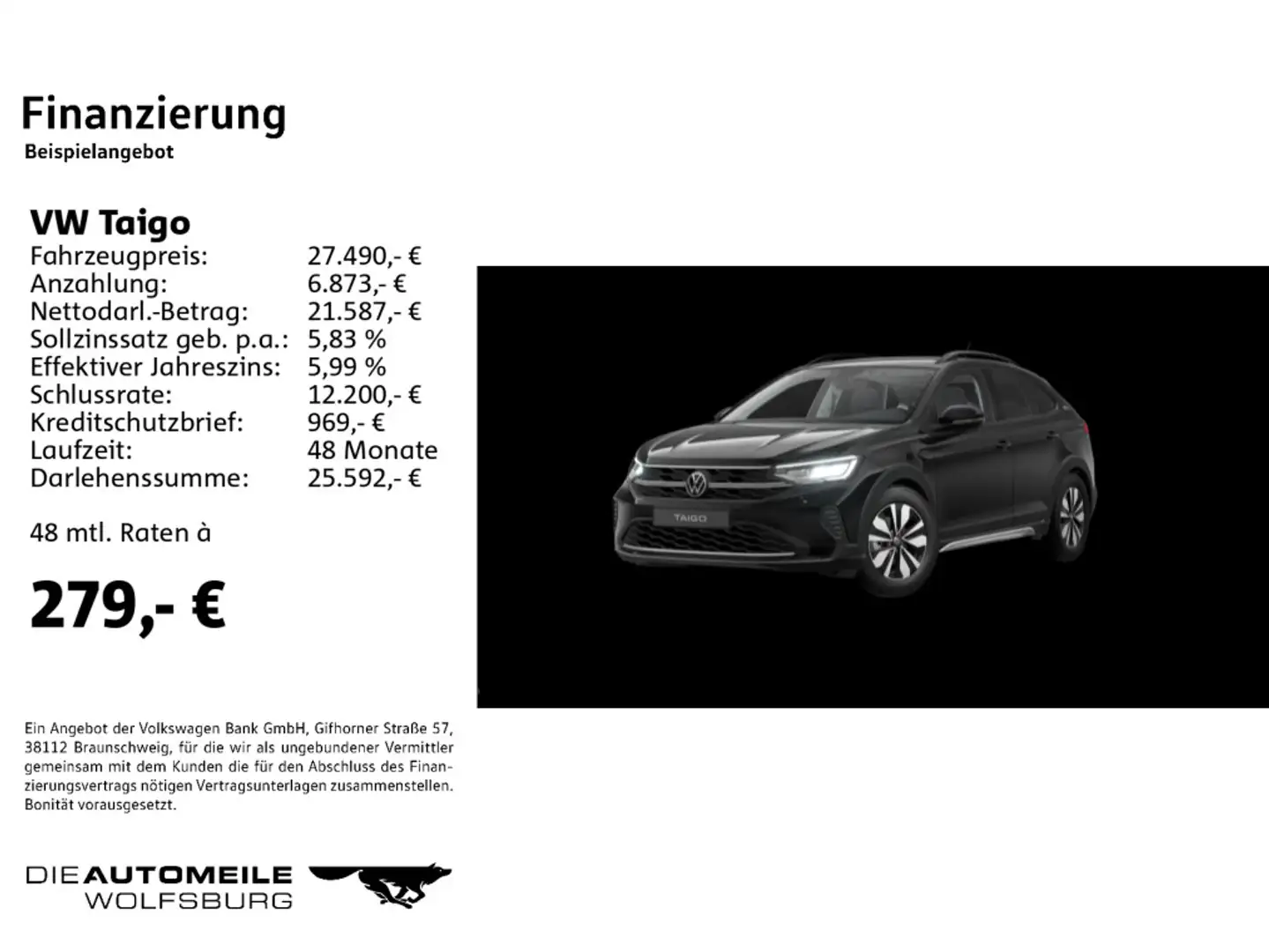 Volkswagen Taigo 1.0 TSI OPF GOAL Schwarz - 2